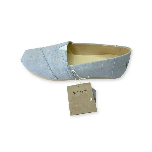 Toms Women's New Alpargata Flats Size 8.5 Light Blue Speckled Linen Slip On - Picture 10 of 15